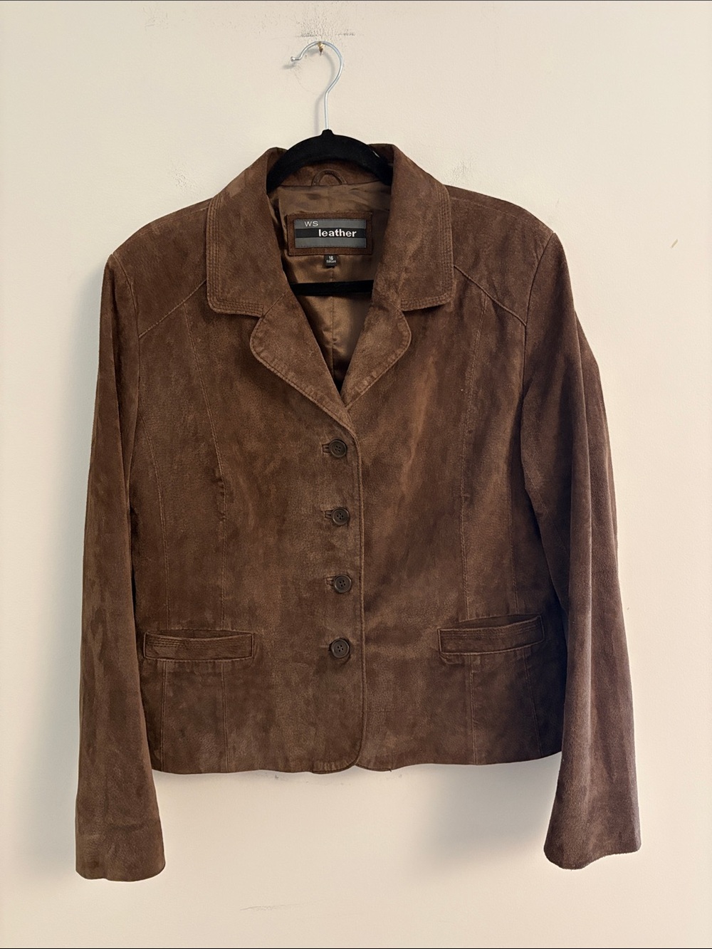 Vintage WS Leather - Brown Suede Leather Blazer Jacket - Size 16 (fits like M/L)